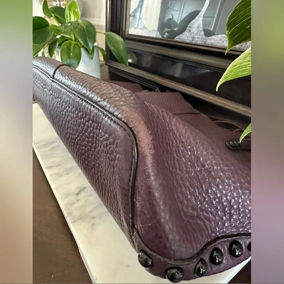 Rebecca Minkoff Studded Pebbled Leather Tote Bag - Burgundy Color - Picture 4 of 7